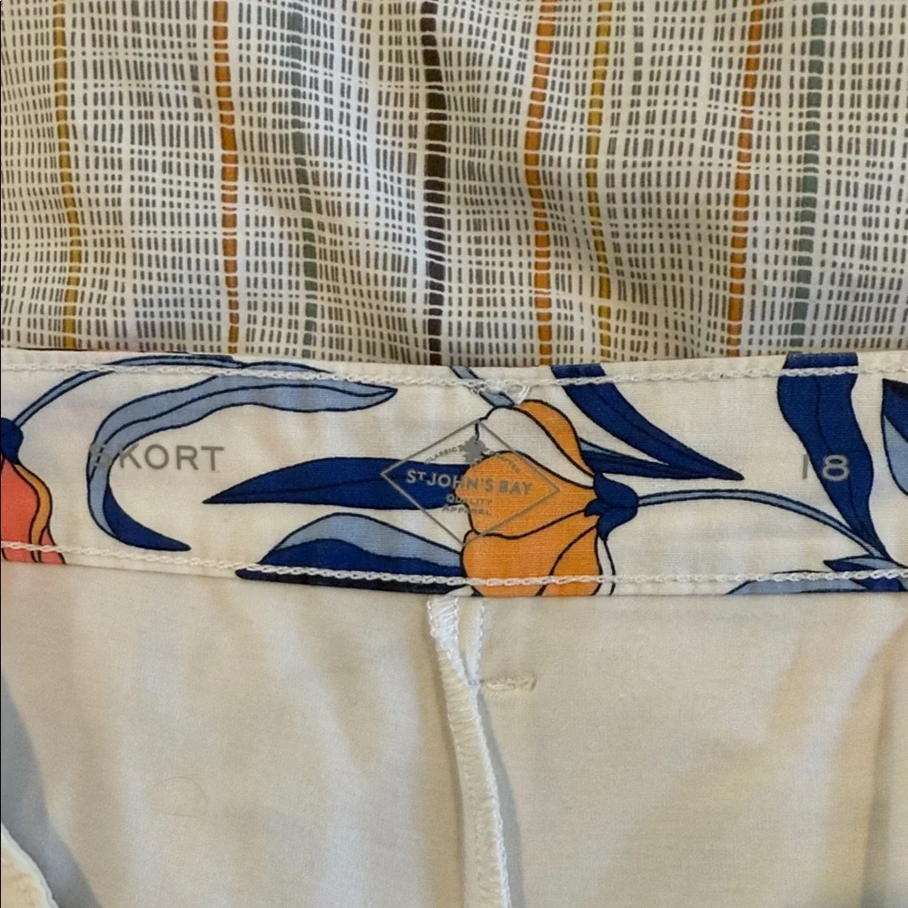 Floral Print Skirt/Skort with Orange and Blue Accents - Picture 2 of 4